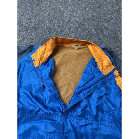 Mens Nike Nylon Windbreaker Blue Orange Snap Pullover 1990s, Size L
